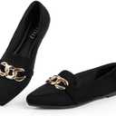 MUSSHOE Women's Loafers Comfortable Fashion Chain Flats Shoes for Women, Size 6 1/2