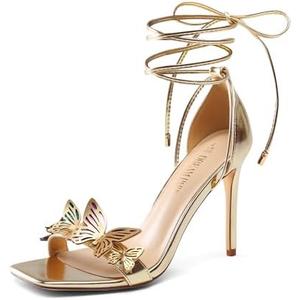 DREAM PAIRS Lace Up High Heels Stilletos Gladiator Open Square Toe Fashion Dressy Wedding Bridal Pumps Sandals 10