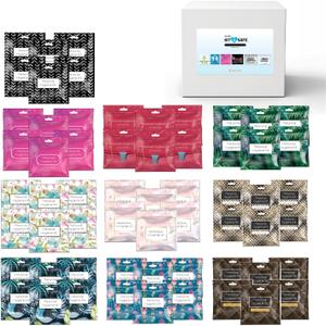 60-Pack Bulk Menstrual Care Kits - Individually Wrapped Packs with Tampon, Maxi Pad, Feminine Wipes & Alcohol Hand Wipe - for Schools, Government Agencies, Shelters & Charities - Assorted Colors