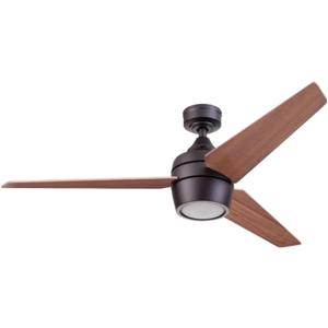 Honeywell Ceiling Fans Eamon Modern 52 Inch Ceiling Fan with Light, Remote Control Fan, LED Indoor Fan with 3 Blades, Brown Maple and Black Blade Finish Options, Bronze (50603-01)