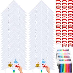 Libima 100 DIY Blank Kites for Kids Bulk Large Kite Making Kit Easy to Fly Set Party with Watercolor Pens and String Decorating Coloring Party Set for Craft Outdoor Games (Wave)