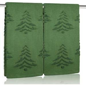 2 Pack Christmas tree Hand Towels 100% Cotton Jacquard holiday Kitchen dish Towels Retro Neutral Olive Green Bathroom Towels Set gift Seasonal Xmas Winter Bathroom Decor (Olive Green Christmas tree)