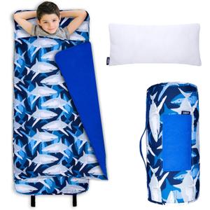 Wildkin Kids Original Nap Mat Cozy Kids Sleep Mat with Pillow, Ideal for School & Travel - Sharks (XXL)