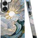 Case for Samsung Galaxy S25,Ocean Waves Sunrise Phone Case Drop Resistant Glossy 2 in 1 Solid Dual-Layer Cover for Girl Women