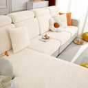hyha Couch Cushion Covers, Stretch Sofa Seat Cushion Slipcover, Sectional Couch Covers L Shape with Elastic Bottom for Sectional Sofa(Chaise, Beige)