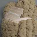 Chunky Knit Blanket Throw 40"40", Chenille Throw Blankets, Handmade Warm & Cozy Blanket Couch Bed Home Decor, Soft Breathable Fleece Banket, Christmas for Couch Bed Sofa Best Gift (Tan)