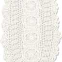 KEPSWET 100% Cotton Handmade Crochet Lace Oval Table Runner Beige 12x48 Inch