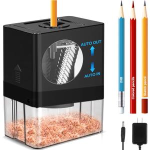 AFMAT Fully Automatic Electric Pencil Sharpener, Small Colored Pencil Sharpener, Hands Free Pencil Sharpeners for 8mm Pencils, Good for Artists, Kids Friendly, Battery Operated PSA8