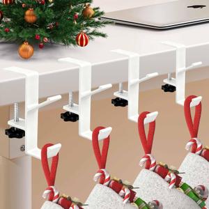 Guojanfon Garland and Stocking Mantel Holders with 2 Hooks, Mantel Hanger for Garland, 2 in 1 Mantel Garland and Stocking Hangers Heavy Duty, Fireplace Garland Hanger for Christmas & Xmas Decoration