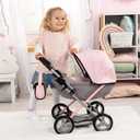 Bayer Baby Doll Stroller Toy Set with Accessories - Pink/Grey Pretend Play Carriage for Toddlers & Kids up to 18 Inch Dolls