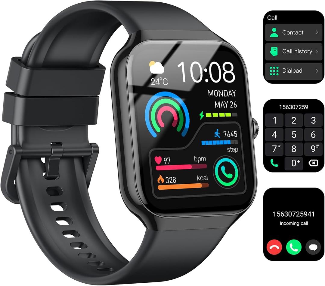 Smart Watch for Men Women, 1.96"HD Smartwatch (Answer/Make Call) with Heart Rate/Sleep Monitor/Spo2/Pedometer, 2025 New Fitness Watch 113+ Sport Modes, IP68 Waterproof Activity Tracker for Android iOS (Black)