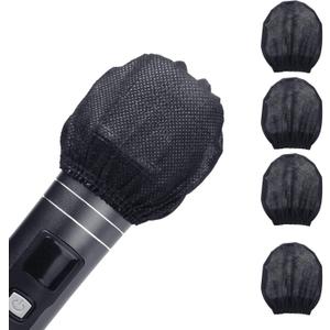 Microphone Cover 200pcs (100 pairs) Microphone Covers Disposable Individually Wrapped Mic Cover For Sanitary Mic Covers Disposable For Mic Microphone Windscreen & Pop Filters Black (200 pack- Black)