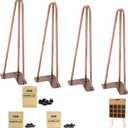 ROTHLEY Coffee Table Legs 16 Inch Hairpin Legs 3 Solid Rods Metal Table Legs Bench Legs for Furniture Set of 4 Furniture Feet with Floor Protectors Heavy Duty Desk Legs DIY Dresser Leg(Antique Copper)