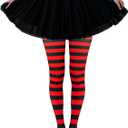 baotongle 2 Pairs Women's Nylon Striped Tights Striped Tights for Women Women's Stocking Hosiery 88-132IbS (Red and Black)