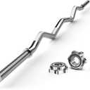 47" EZ Curl Bar Weight Lifting Bar, for Hip Thrusts/Squats/Lunges, 1" Weight Plates Curling Bar for Gym and Home, with Star Collars