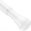 AIZESI Shower Rod 34-59 Inch - Non-Slip, No Drill spring curtain tension rod Never Rust Adjustable Tension Curtain Rod, White Shower Curtain Rod