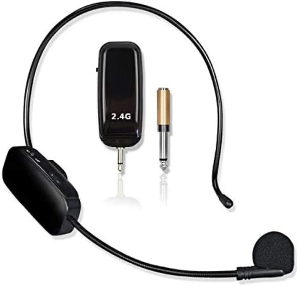 2.4G Microphone Headset, 2 in 1165ft Range,Fitness Microphone Headset for Speakers, Voice Amplifier, PA Speakers, (Not Support Phone/Mac/Laptop)