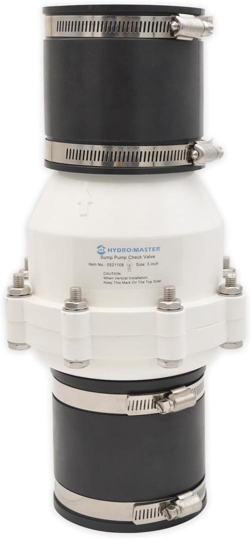 Hydro Master Plastic Sump Pump Check Valve With No Hub Connection 3 Inch.