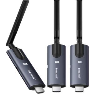 Lemorele Wireless HDMI Transmitter and Receiver, Aluminum Alloy Deep Gray, 5Ghz up to 656ft, 1080P 60Hz, Plug and Play with TuTuPlay App Monitor, for Security, Streaming, Home Theater, PC/TV. 1TX+2RX