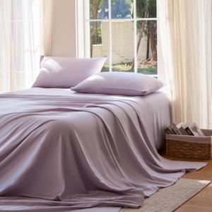 DOZ Sheet Set, 100% Viscose derived from Bamboo, Organically Grown, Buttery Soft, Cooling Sheets, High GSM, Deep Pockets - 3 Piece - 2 Pillowcases 1 Fitted Sheet (Lavender, Queen)