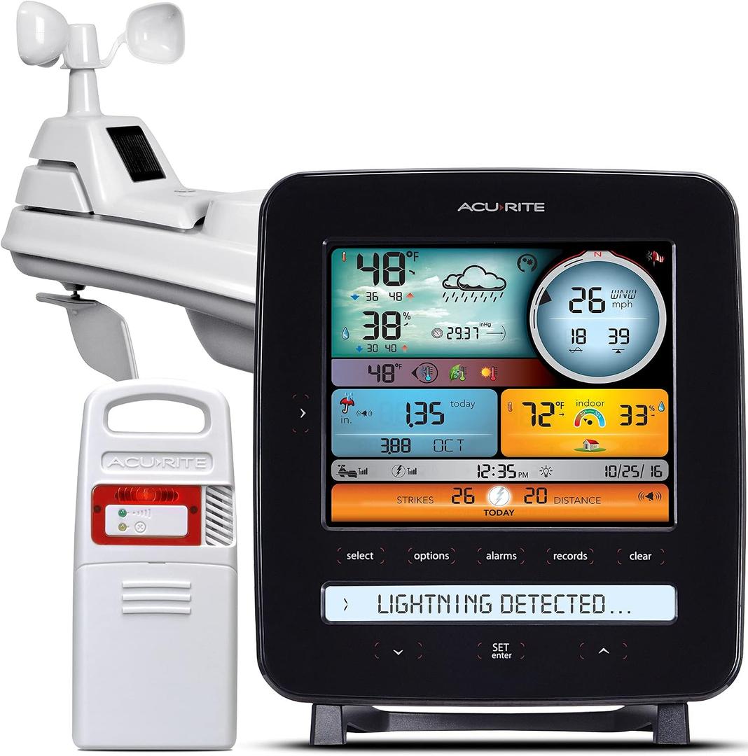 AcuRite Iris Wireless Home Weather Station, Indoor/Outdoor Temperature, Humidity, Wind Speed, Wind Direction, Rain Gauge, Lightning Detection