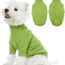 Kuoser XS Dog Sweater, Warm Winter Fall Puppy Sweaters for Extra Small Dogs Boy Girl, Solid Pullover Turtleneck Knit Sweater Thick Long Sleeve Clothes for Christmas Holiday, Green XS (X-Small (Chest: 11.8"))