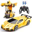 Qumcou Transform Remote Control Car, RC Cars for Boys Age 35 68, OneButton Transform Toy Cars, 2.4GHz, 360° Spin, 1:16 Scale, Flashing Headlight,38 Year Old Grandkids Christmas Birthday Gifts
