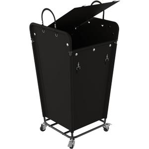 180L Laundry Basket with Wheels, Rolling Clothes Hamper with Privacy Lid & Side Handles, Dirty Clothes Basket with Removable Liner, Steel Frame for Bedroom, Bathroom, Laundry Room Black