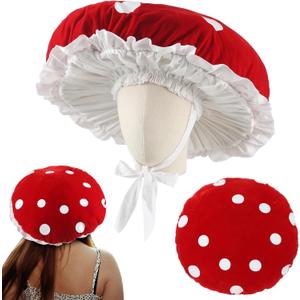 Zoooyawn Mushroom Hat Renaissance Medieval Costume Cosplay Victorian Fairy Accessories Party Retro Red Mushroom Hat for Cosplay Halloween Women Adult, Oversized with Wide Brim