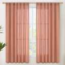 YoungsTex Rust Terracotta Linen Curtains 63 Inch Length, Burnt Orange Drapes Light Filtering with Rod Pocket Back Tab Semi Sheer Privacy for Bedroom Living Room Window, 2 Panels, 52 X 63 Inch