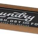Laundry Sign for Family Laundry Room Decor Rustic Wood Frame Farmhouse Wall Art Black Signs Surface Waterproof Housewarming Gift, 19.7x7.9 inch