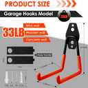 5.1 inch Garage Organization Hooks, 6 Pack Wall Mount Holders with 2 Extension Cord Straps, Large Hooks Anti-Slip Coated, Heavy Duty Storage Utility Hangers for Bike, Ladder, Power and Garden Tools