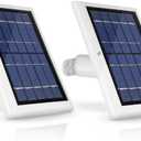 Wasserstein Solar Panel Compatible with Ring Spotlight Cam/Plus/Pro Battery, Stick Up Cam/Pro & Outdoor Cam Plus Battery - Continuous Power for Ring Surveillance Camera (2-Pack, White)
