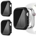 AOKUTDA 3 Pack Case Compatible with Apple Watch series 11 10 46MM,30Anti Spy Privacy Tempered Glass Screen Protector with Ultra-Thin Full Coverage Bumper Cover for iWatch Accessories(Titanium Gold 46mm)