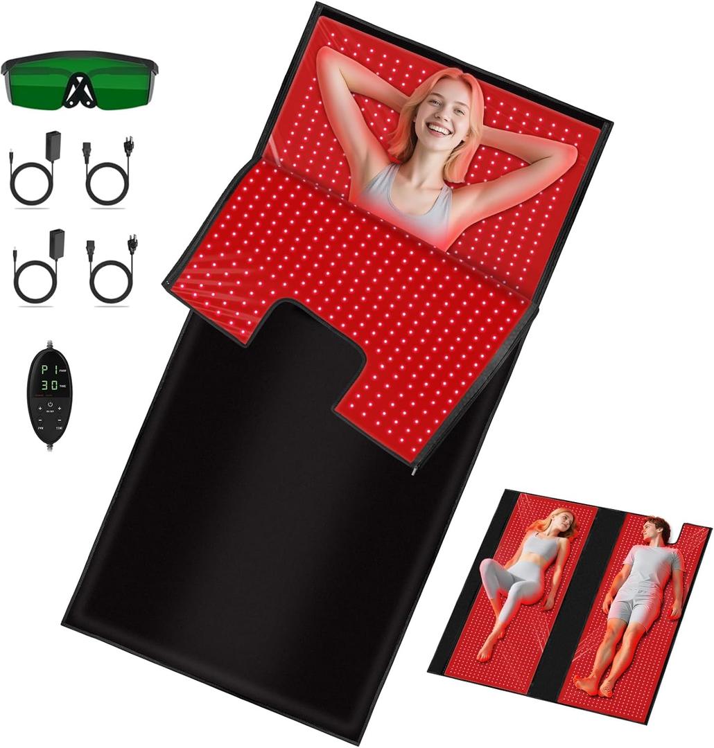 Red Light Therapy Sleeping Bag: 2520 LEDs Full Body Wrap with 660nm & 850nm Dual Wavelength, 270W Infrared Light Therapy Mat for Pain Relief, Muscle Recovery & Skin Health