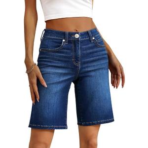 OFLUCK Bermuda Shorts for Women Mid Waisted Trendy Stretchy Denim Shorts Knee Length Cutoff Loose Fit
Size 12