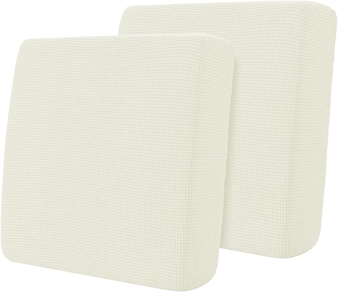 Hokway Stretch Couch Cushion Covers, 2 Piece Individual Sofa Cushion SlipcoversJacquard Sofa Seat Slipcover Set, Non-Slip Protector for Cushion (Creamwhite,Small-2PC)