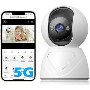 Indoor Pan/Tilt Security Camera, 5G WiFi Home Cameras for Baby Monitor/Pet Camera, Auto-Focus and Zoom, Motion Detection, 2-Way Audio, Siren, Color Night Vision, Cloud & SD Card Storage (S800-1Pack)