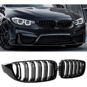 DEKEWEI F32 Grille,Front Kidney Grille Grill Compatible for 4 Series F32 F33 F36 (20142019) M3 F80 M4 F82 (20152019) (Double Slats Gloss Black Grills, 2pcs)
