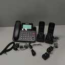 Panasonic Corded Phone/Cordless Phone with Answering Machine, Advanced Call Block and 2Way Recording, 2 Handsets Expandable up to 6 Cordless Handsets  KXTGF852B (Black)