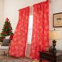 Christmas Curtains for Living Room, Xmas Snowflake Printed Curtains, Rod Pocket Window Drapes for Bedroom Holiday Decoration 2 Panels 52 x 72 Inch