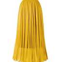 THHGPO Women's Metallic Shiny Maxi Skirts Lightweight Silky Flowy Skirt for Summer Beach Holiday Mustard Yellow XXXL