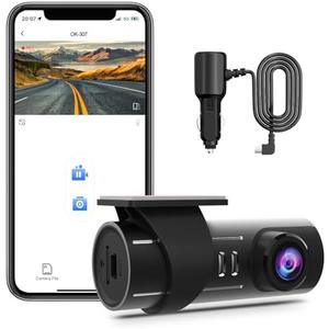 Dash Cam Front WiFi, 1080P Dash Camera for Car Without Screen, Night Vision, Parking Monitor, WDR, G-Sensor, Loop Recording