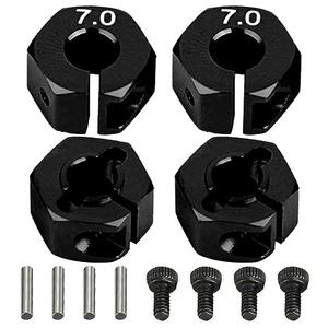 4PCS ShareGoo 12mm 7.0 Wheel Hex Drive Hub Adapter with Pins Screws Compatible with HSP HPI Redcat Tamiya Traxxas RC4WD D90 1/10 RC Car,Black