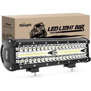 Nilight Led Light Bar 12Inch 300W Triple Row Flood Spot Combo 30000LM Bar Driving Boat Lighting Led Off Road Lights for Trucks,2 Years Warranty