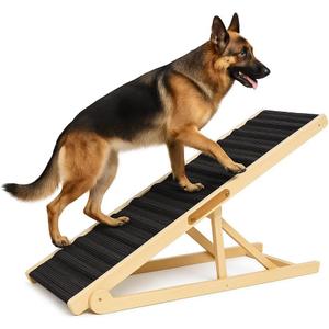 ELY UNIVRSAL Adjustable Dog Ramp for Bed  12.2 to 25.5 Inches Foldable Pet Ramp for Large Dogs, Solid Wood Ramp for Dogs to Get on Bed, Couch  200 LBS Load, Non-Slip
