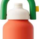Water Bottle with Straw and Carry Handle | Wide Mouth vacuum insulated stainless steel Bottles | Reusable, leak-proof and BPA-free | 33oz (Green&Red)