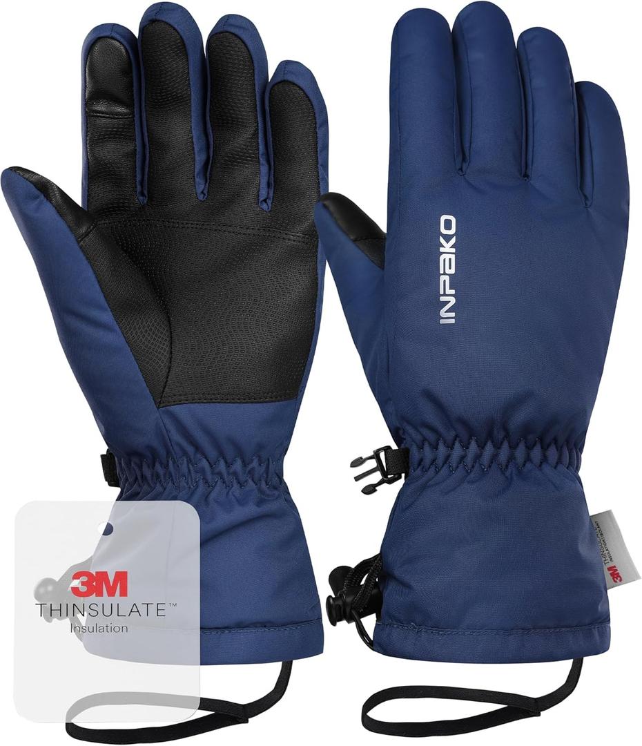 Ski Gloves Men & Women Waterproof 3M Thinsulate Winter Touchscreen Snow Gloves for Snowboard