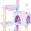 KIYUMI Cat Tree Cat Tower Condo with Sisal Scratching Post for Indoor Cats Tree Furniture with Hammock Perch and Kitten Ball Toys, Multi-Level Pet Activity Center (Rainbow)