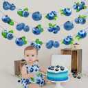 Blueberry Party Banners 3Pcs Berry Sweet Birthday Decorations Blueberry Cutout Banners Pre-Strung Berry Themed Baby Shower Decorations for Boys Girls Summer Fruit Birthday Party Supplies